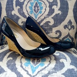 L.K. Bennett Kate Middleton Patent Leather Espadrille Wedge Pump